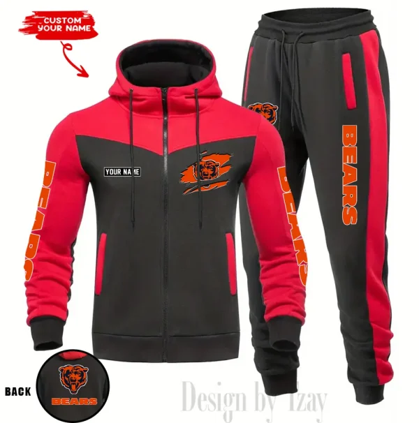 Chicago Bears Men's Tracksuit Hooded Zipper Fashion Casual Sports SPTMTHZFCS038 - Image 5
