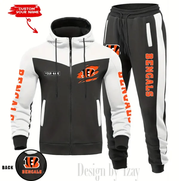 Cincinnati Bengals Men's Tracksuit Hooded Zipper Fashion Casual Sports SPTMTHZFCS039 - Image 2