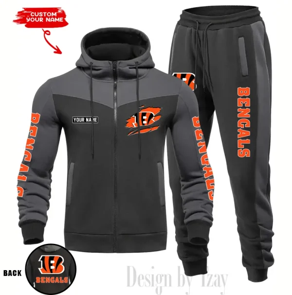 Cincinnati Bengals Men's Tracksuit Hooded Zipper Fashion Casual Sports SPTMTHZFCS039 - Image 3