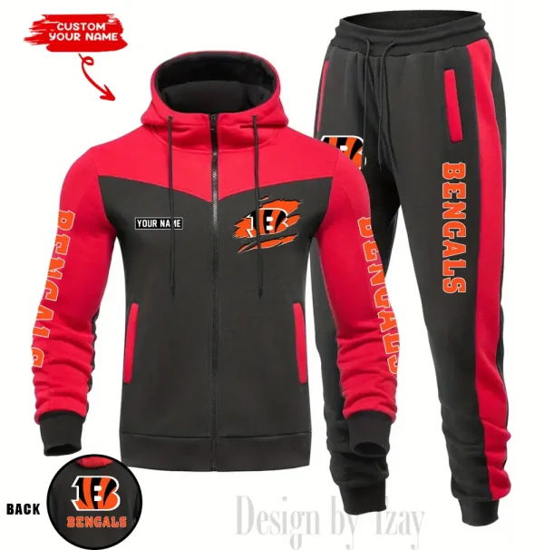 Cincinnati Bengals Men's Tracksuit Hooded Zipper Fashion Casual Sports SPTMTHZFCS039