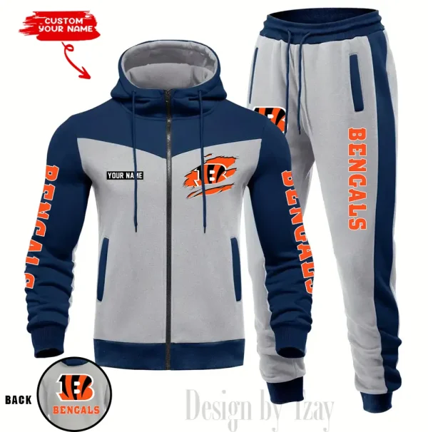 Cincinnati Bengals Men's Tracksuit Hooded Zipper Fashion Casual Sports SPTMTHZFCS039 - Image 5