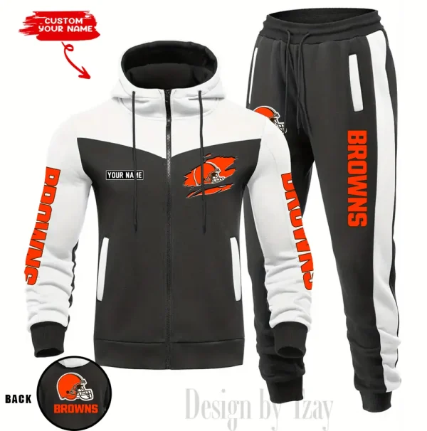 Cleveland Browns Men's Tracksuit Hooded Zipper Fashion Casual Sports SPTMTHZFCS040