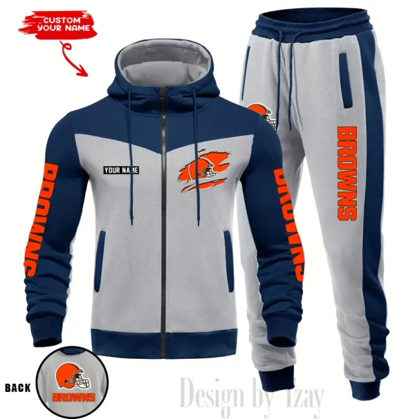 Cleveland Browns Men's Tracksuit Hooded Zipper Fashion Casual Sports SPTMTHZFCS040 - Image 2