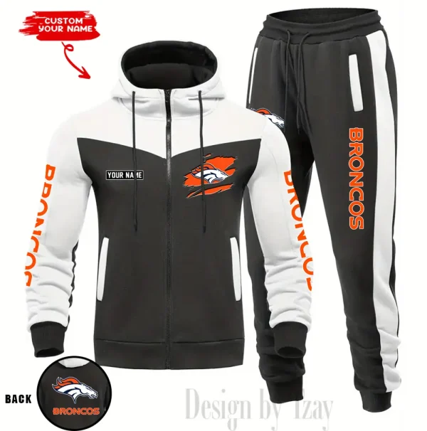 Denver Broncos Men's Tracksuit Hooded Zipper Fashion Casual Sports SPTMTHZFCS042