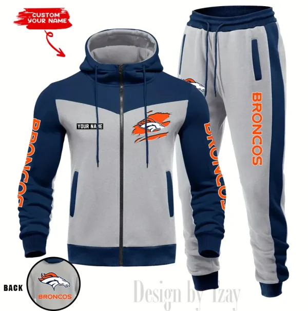 Denver Broncos Men's Tracksuit Hooded Zipper Fashion Casual Sports SPTMTHZFCS042 - Image 2