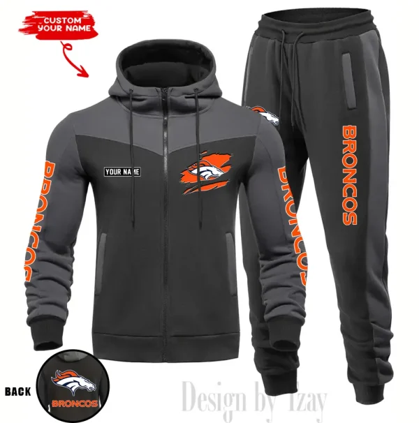 Denver Broncos Men's Tracksuit Hooded Zipper Fashion Casual Sports SPTMTHZFCS042 - Image 4