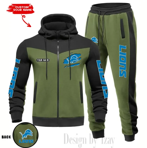 Detroit Lions Men's Tracksuit Hooded Zipper Fashion Casual Sports SPTMTHZFCS043 - Image 4