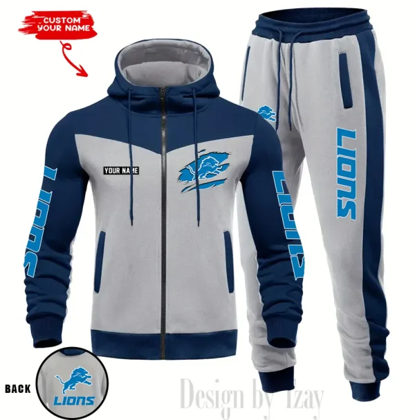 Detroit Lions Men's Tracksuit Hooded Zipper Fashion Casual Sports SPTMTHZFCS043 - Image 5