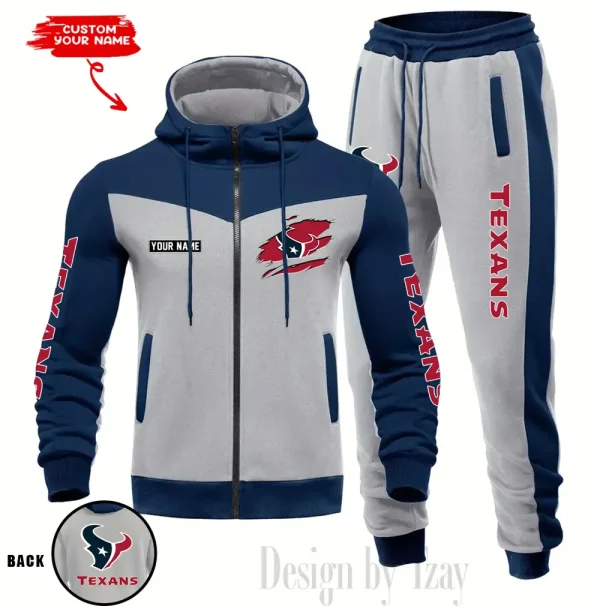 Houston Texans Men's Tracksuit Hooded Zipper Fashion Casual Sports SPTMTHZFCS045