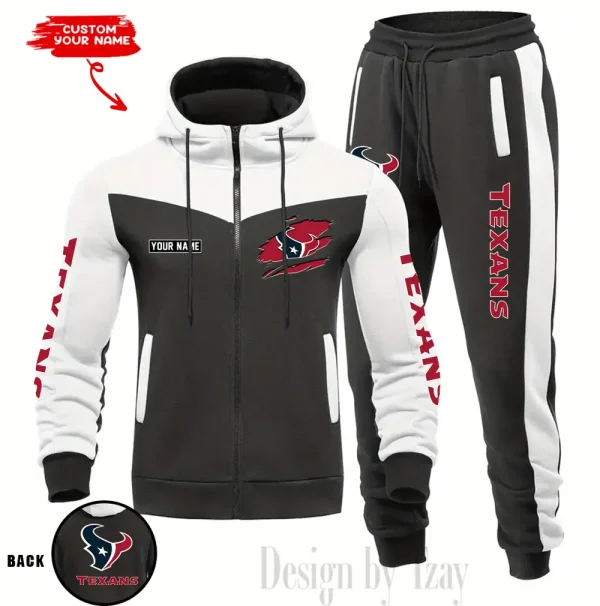 Houston Texans Men's Tracksuit Hooded Zipper Fashion Casual Sports SPTMTHZFCS045 - Image 2