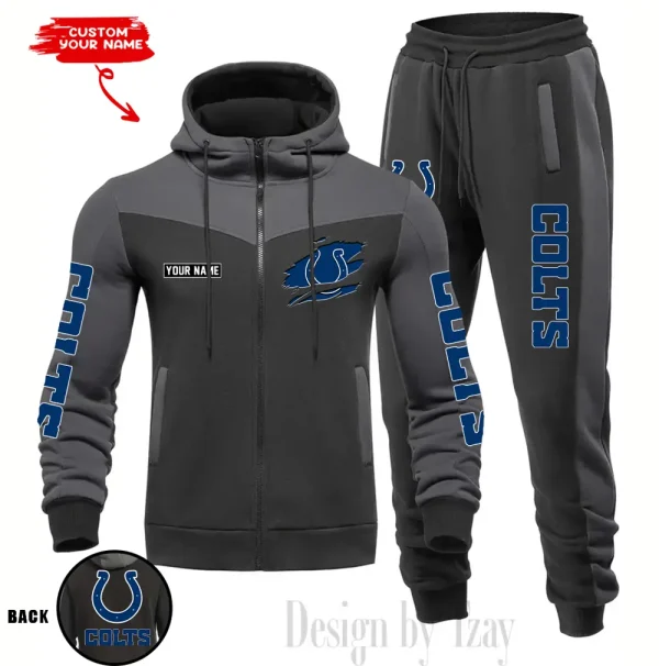 Indianapolis Colts Men's Tracksuit Hooded Zipper Fashion Casual Sports SPTMTHZFCS046 - Image 3