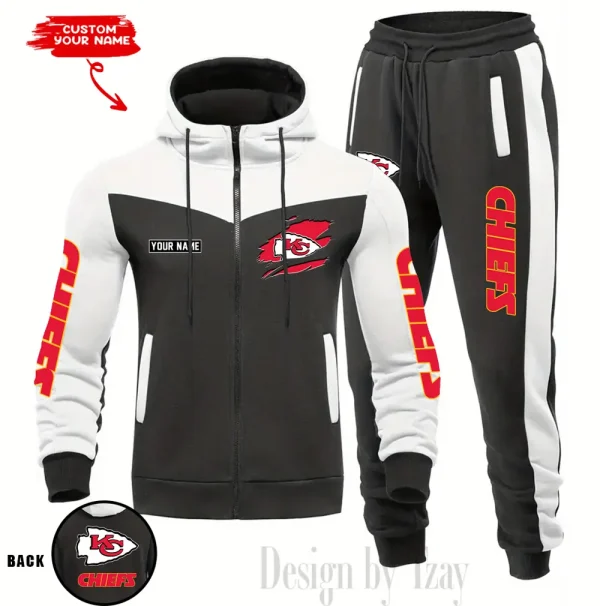 Kansas City Chiefs Men's Tracksuit Hooded Zipper Fashion Casual Sports SPTMTHZFCS048