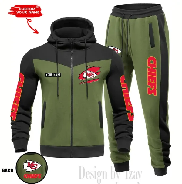 Kansas City Chiefs Men's Tracksuit Hooded Zipper Fashion Casual Sports SPTMTHZFCS048 - Image 3