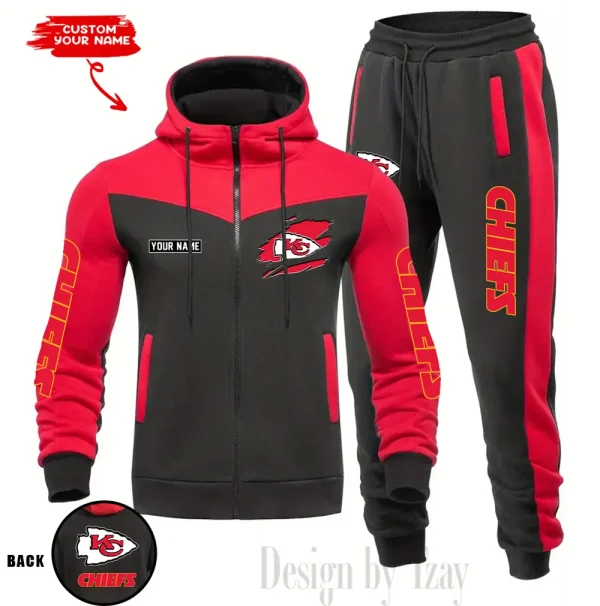 Kansas City Chiefs Men's Tracksuit Hooded Zipper Fashion Casual Sports SPTMTHZFCS048 - Image 5