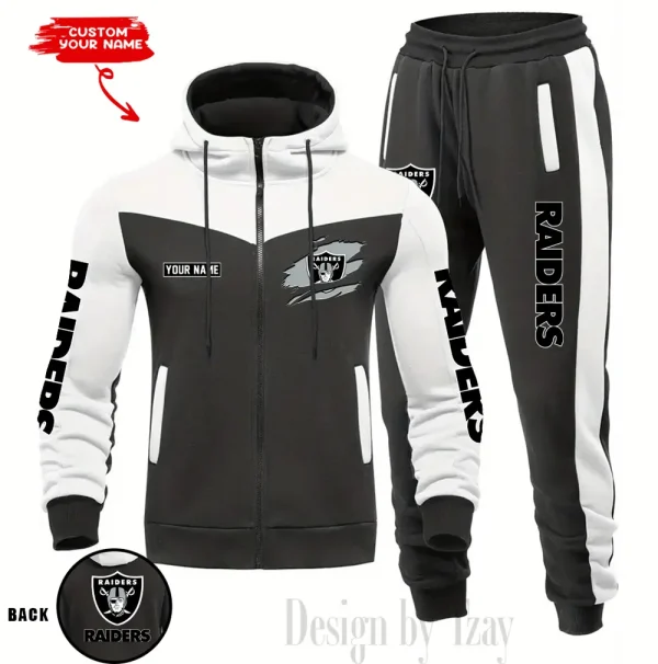 Las Vegas Raiders Men's Tracksuit Hooded Zipper Fashion Casual Sports SPTMTHZFCS049