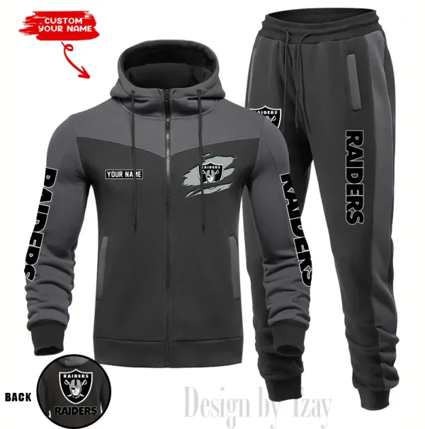 Las Vegas Raiders Men's Tracksuit Hooded Zipper Fashion Casual Sports SPTMTHZFCS049 - Image 4