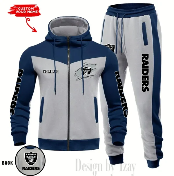 Las Vegas Raiders Men's Tracksuit Hooded Zipper Fashion Casual Sports SPTMTHZFCS049 - Image 5