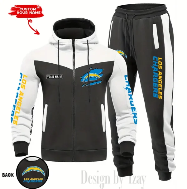 Los Angeles Chargers Men's Tracksuit Hooded Zipper Fashion Casual Sports SPTMTHZFCS050
