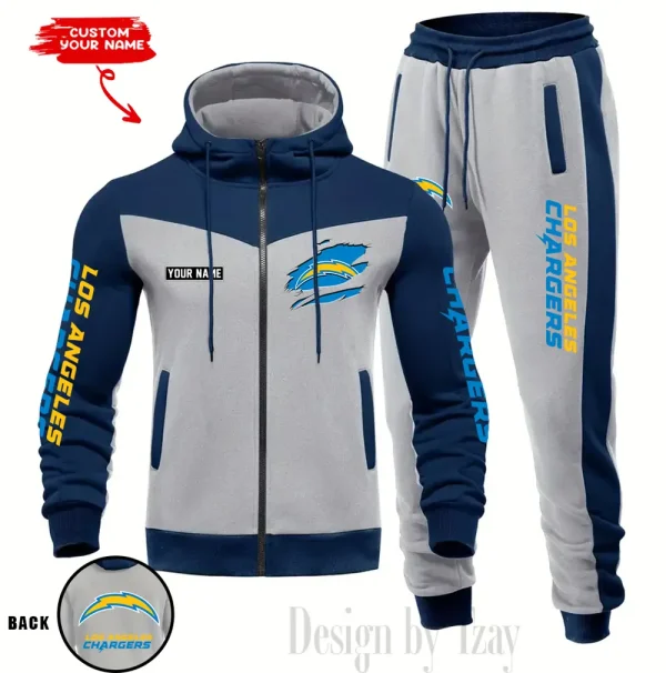 Los Angeles Chargers Men's Tracksuit Hooded Zipper Fashion Casual Sports SPTMTHZFCS050 - Image 2