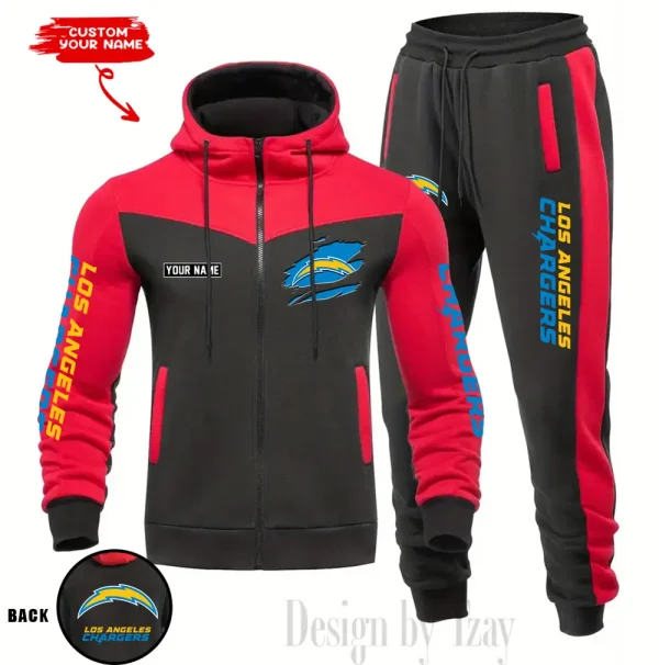 Los Angeles Chargers Men's Tracksuit Hooded Zipper Fashion Casual Sports SPTMTHZFCS050 - Image 5