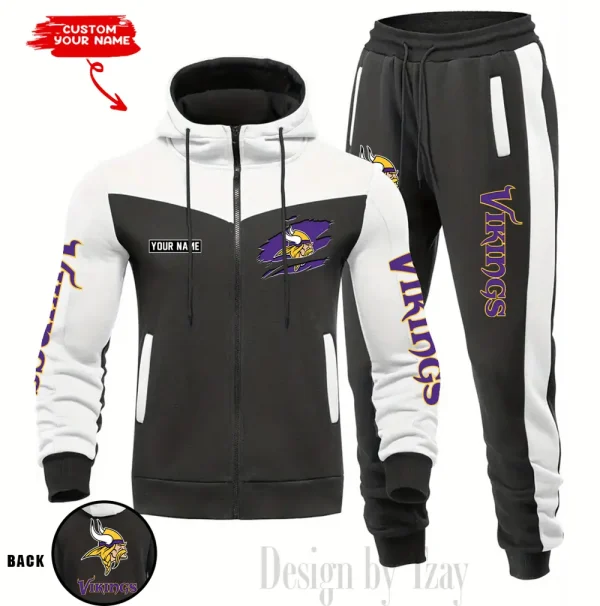 Minnesota Vikings Men's Tracksuit Hooded Zipper Fashion Casual Sports SPTMTHZFCS053 - Image 2