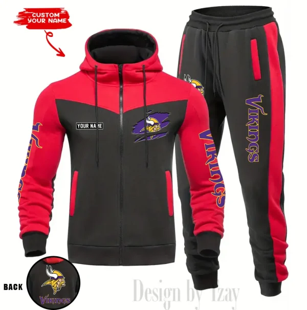 Minnesota Vikings Men's Tracksuit Hooded Zipper Fashion Casual Sports SPTMTHZFCS053 - Image 3