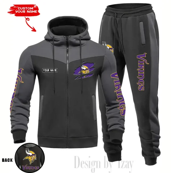Minnesota Vikings Men's Tracksuit Hooded Zipper Fashion Casual Sports SPTMTHZFCS053