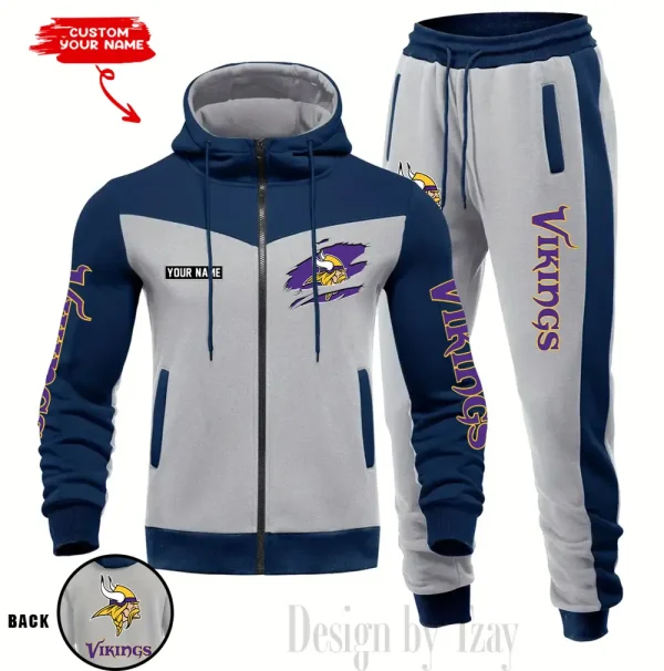 Minnesota Vikings Men's Tracksuit Hooded Zipper Fashion Casual Sports SPTMTHZFCS053 - Image 5