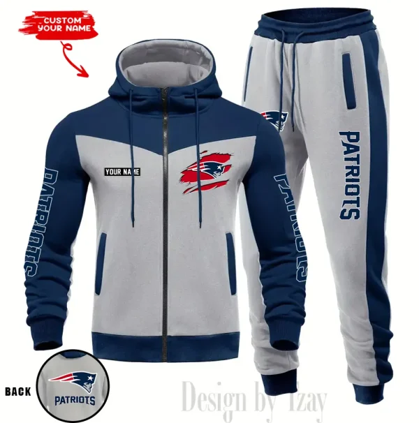 New England Patriots Men's Tracksuit Hooded Zipper Fashion Casual Sports SPTMTHZFCS054