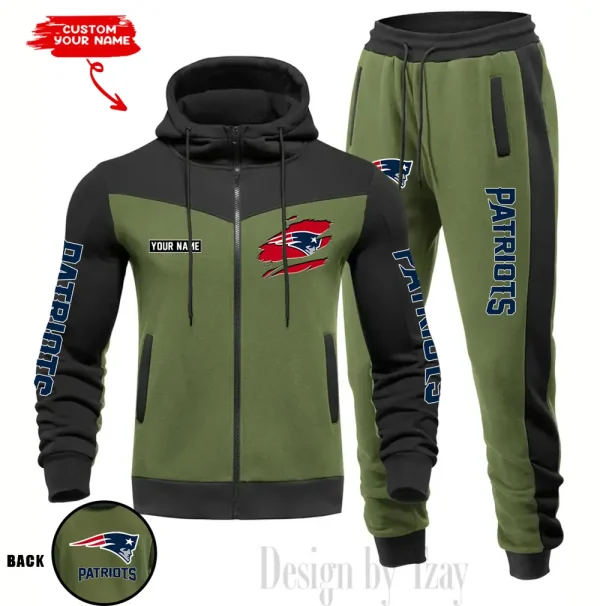 New England Patriots Men's Tracksuit Hooded Zipper Fashion Casual Sports SPTMTHZFCS054 - Image 2