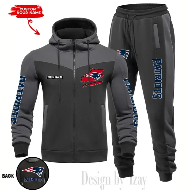 New England Patriots Men's Tracksuit Hooded Zipper Fashion Casual Sports SPTMTHZFCS054 - Image 3