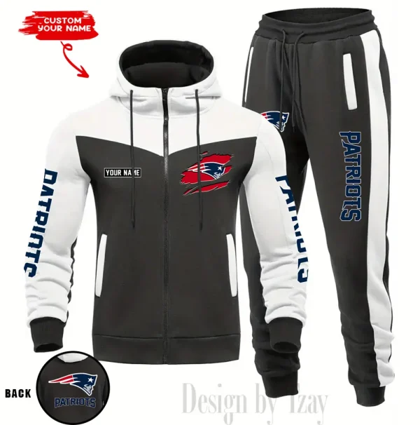 New England Patriots Men's Tracksuit Hooded Zipper Fashion Casual Sports SPTMTHZFCS054 - Image 5