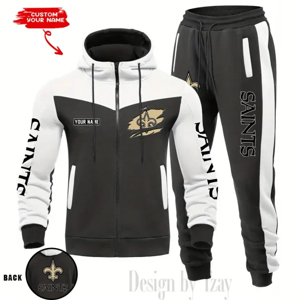 New Orleans Saints Men's Tracksuit Hooded Zipper Fashion Casual Sports SPTMTHZFCS055