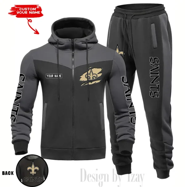 New Orleans Saints Men's Tracksuit Hooded Zipper Fashion Casual Sports SPTMTHZFCS055 - Image 3