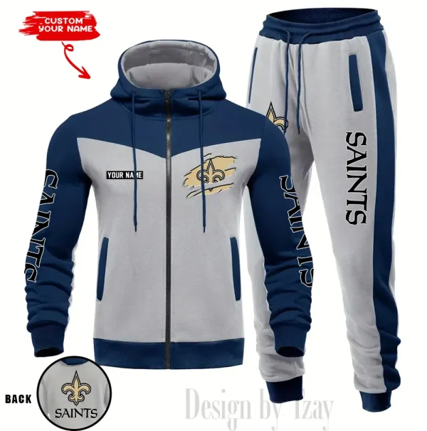 New Orleans Saints Men's Tracksuit Hooded Zipper Fashion Casual Sports SPTMTHZFCS055 - Image 5