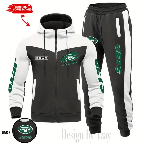 New York Jets Men's Tracksuit Hooded Zipper Fashion Casual Sports SPTMTHZFCS057