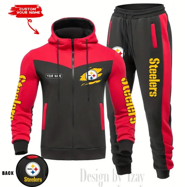 Pittsburgh Steelers Men's Tracksuit Hooded Zipper Fashion Casual Sports SPTMTHZFCS059 - Image 2