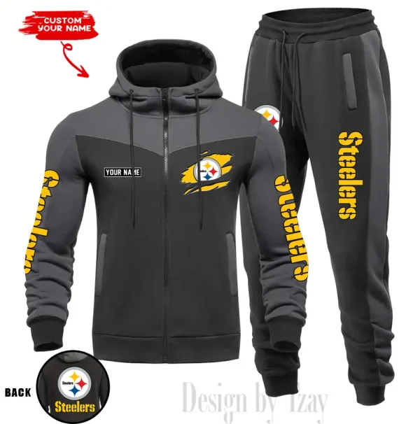 Pittsburgh Steelers Men's Tracksuit Hooded Zipper Fashion Casual Sports SPTMTHZFCS059 - Image 3