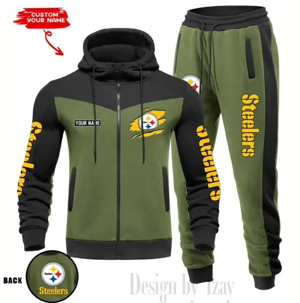 Pittsburgh Steelers Men's Tracksuit Hooded Zipper Fashion Casual Sports SPTMTHZFCS059 - Image 4