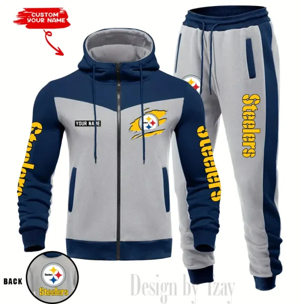 Pittsburgh Steelers Men's Tracksuit Hooded Zipper Fashion Casual Sports SPTMTHZFCS059 - Image 5