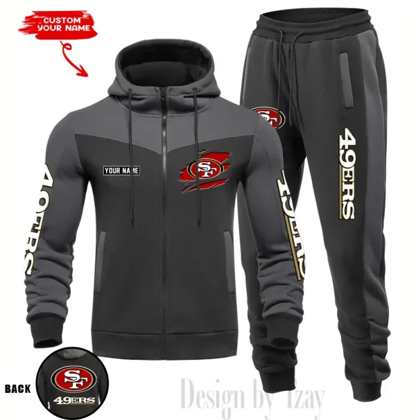 San Francisco 49ers Men's Tracksuit Hooded Zipper Fashion Casual Sports SPTMTHZFCS060 - Image 3