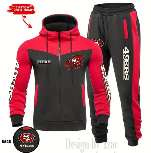 San Francisco 49ers Men's Tracksuit Hooded Zipper Fashion Casual Sports SPTMTHZFCS060 - Image 4