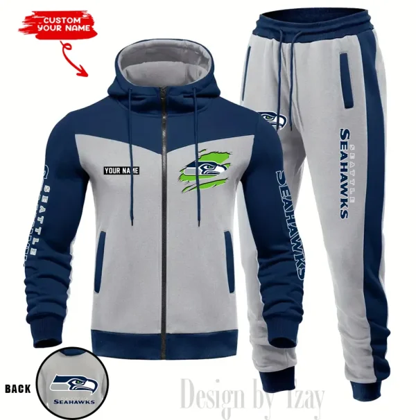 Seattle Seahawks Men's Tracksuit Hooded Zipper Fashion Casual Sports SPTMTHZFCS061
