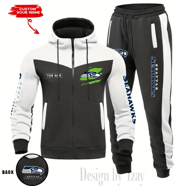 Seattle Seahawks Men's Tracksuit Hooded Zipper Fashion Casual Sports SPTMTHZFCS061 - Image 2