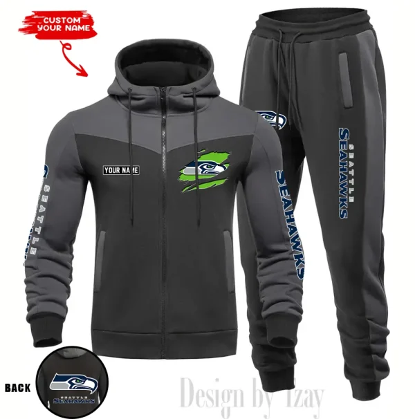 Seattle Seahawks Men's Tracksuit Hooded Zipper Fashion Casual Sports SPTMTHZFCS061 - Image 4