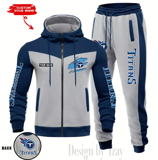 Tennessee Titans Men's Tracksuit Hooded Zipper Fashion Casual Sports SPTMTHZFCS063