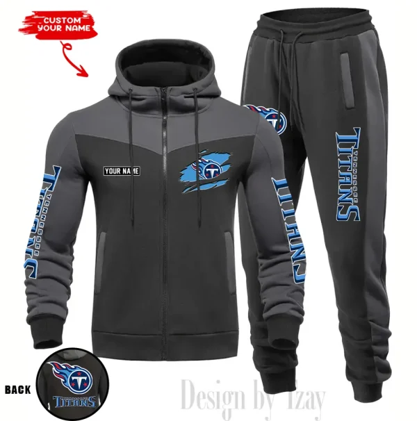 Tennessee Titans Men's Tracksuit Hooded Zipper Fashion Casual Sports SPTMTHZFCS063 - Image 4
