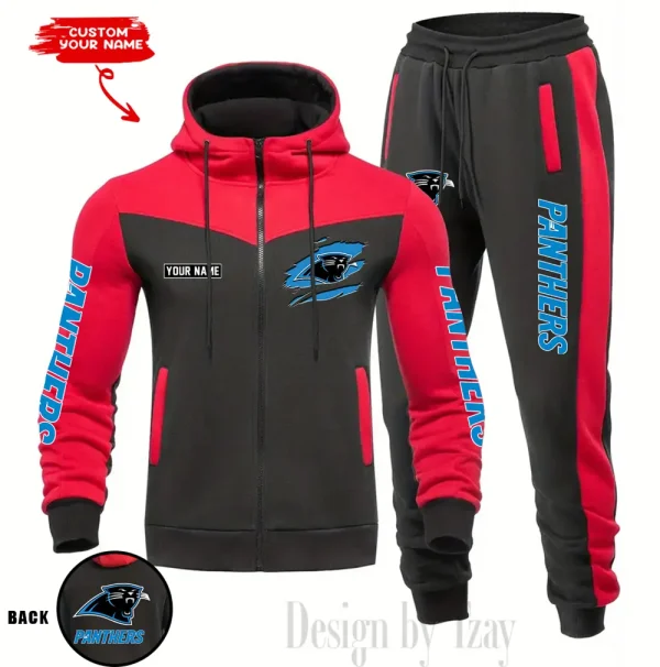 Carolina Panthers Men's Tracksuit Hooded Zipper Fashion Casual Sports SPTMTHZFCS037 - Image 5