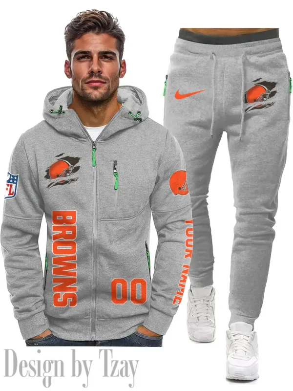 Cleveland Browns 2D Zipper Hoodie And Jogger Spring Autumn Fashion 2025 SPTM2DZHAJ292