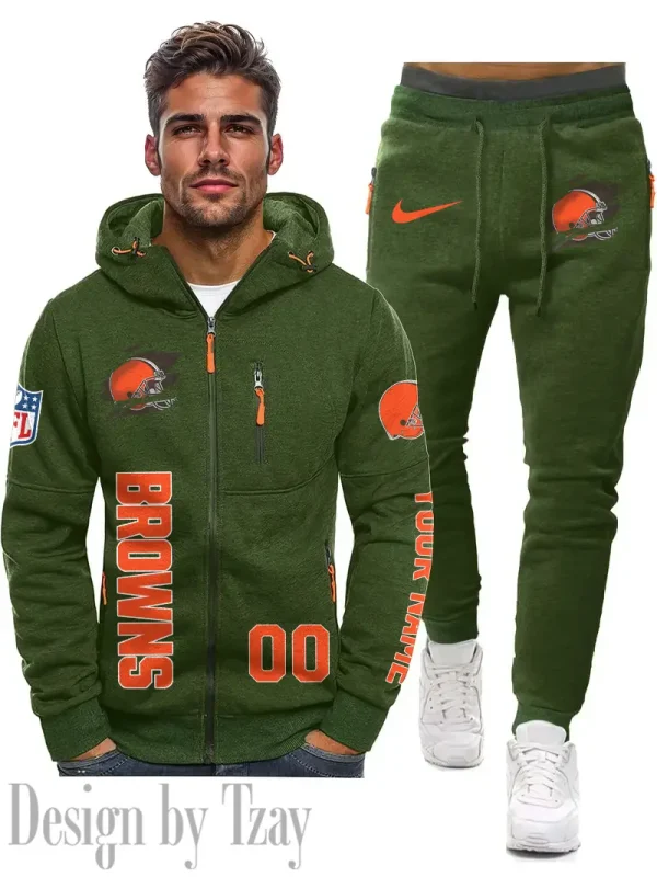 Cleveland Browns 2D Zipper Hoodie And Jogger Spring Autumn Fashion 2025 SPTM2DZHAJ292 - Image 2